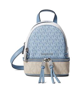michael kors rhea zip extra small messsenger backpack chambray multi one size