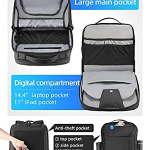 Backpack For Men Fit 15.6’’ Laptop Work Bookbags With Usb Charging Port,Flight Approved Carry On Backpack,Black