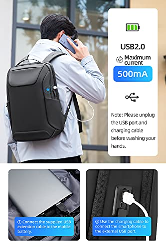 Backpack For Men Fit 15.6’’ Laptop Work Bookbags With Usb Charging Port,Flight Approved Carry On Backpack,Black