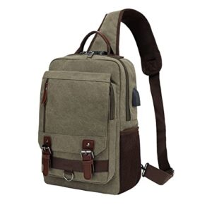 basicpower messenger bag canvas sling crossbody backpack laptop casual travel for men women