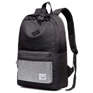 vaschy backpack for men women, water-resistant school backpack bookbag schoolbag casual daypack work black