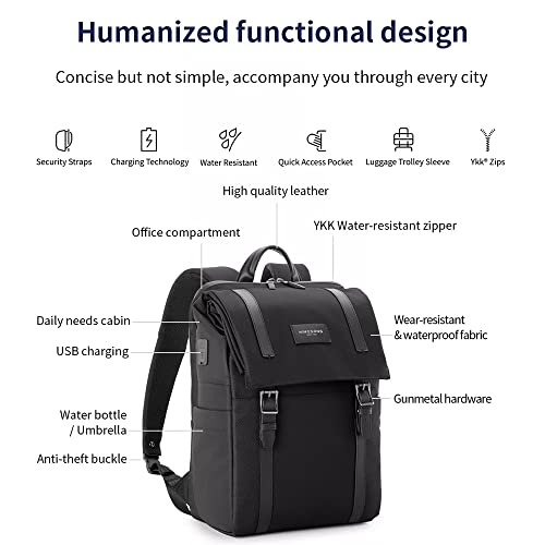 Kingsons, Casual Urban backpack for men and woman, 15.6-inch laptops ECO bag, Recycling water resistant material with modern design and USB charging port
