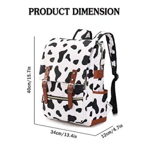 Vintage Laptop Backpack, Xinveen Cute Cow Spot College School Backpack Travel Daypack Casual Business Rucksack