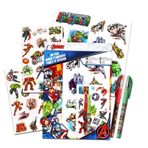 Marvel Avengers Backpack Set - 6 Piece Marvel Superhero School Backpack Bag Set with Snack Box, Pen, Bookmark, Stickers and More (Marvel School Supplies)