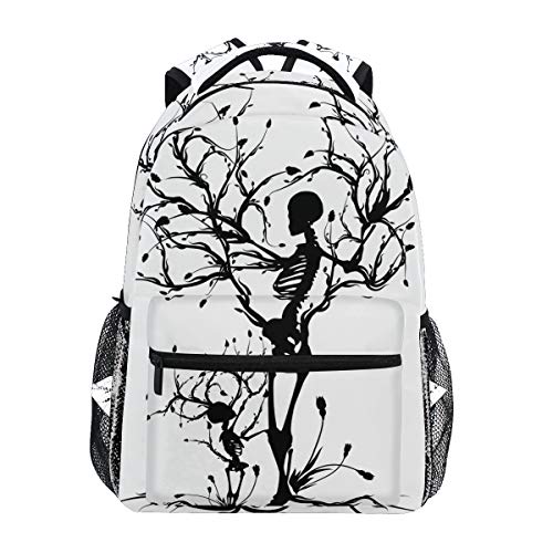 Backpack Black Day Of The Dead Skull Pattern Adults School Bag Casual College Bag Travel Zipper Bookbag Hiking Shoulder Daypack for Women Men