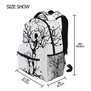 Backpack Black Day Of The Dead Skull Pattern Adults School Bag Casual College Bag Travel Zipper Bookbag Hiking Shoulder Daypack for Women Men