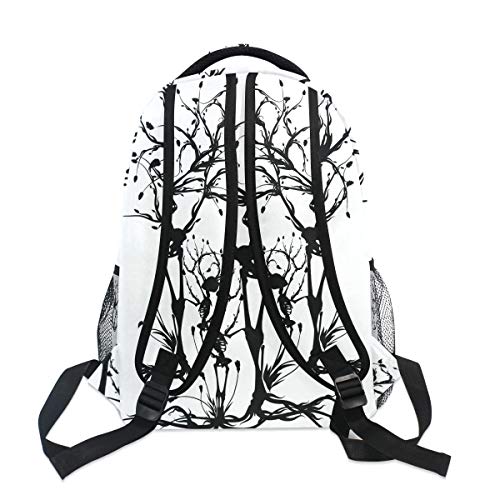 Backpack Black Day Of The Dead Skull Pattern Adults School Bag Casual College Bag Travel Zipper Bookbag Hiking Shoulder Daypack for Women Men