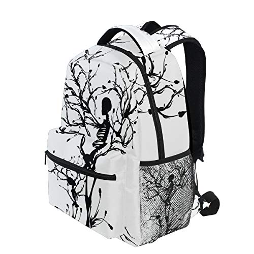 Backpack Black Day Of The Dead Skull Pattern Adults School Bag Casual College Bag Travel Zipper Bookbag Hiking Shoulder Daypack for Women Men