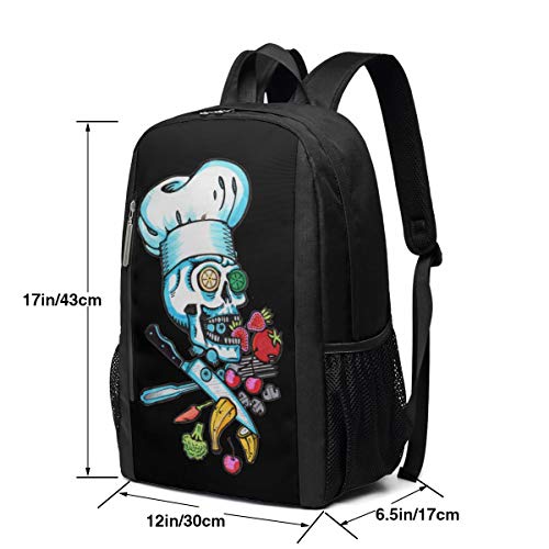 Cool Chef Skull Laptop Backpack Business Travel Computer Bags School Bookbag Notebook for Women Men