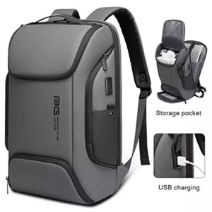 BANGE Stylish and Durable Laptop Backpack with TSA Lock, Waterproof USB Port - Unisex for Business, Travel, Office, School and College - Grey, 1.37 kg, 21 L, Fits 15.6" Laptop