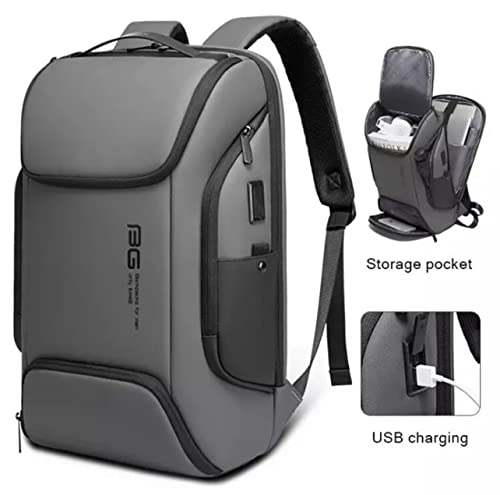 BANGE Stylish and Durable Laptop Backpack with TSA Lock, Waterproof USB Port - Unisex for Business, Travel, Office, School and College - Grey, 1.37 kg, 21 L, Fits 15.6" Laptop