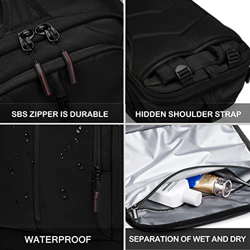 Sunborls Travel Backpack Oxford Cloth Black Waterproof Laptop Backpacks Women and Mens Large Backpack With Shoe Compartment