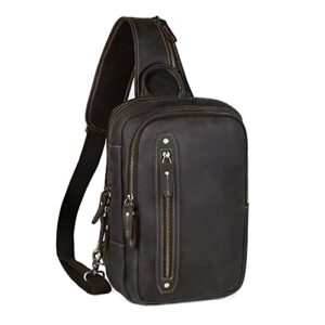 hespary vintage genuine leather sling crossbody backpack shoulder bag for men fits 12.9″ ipad