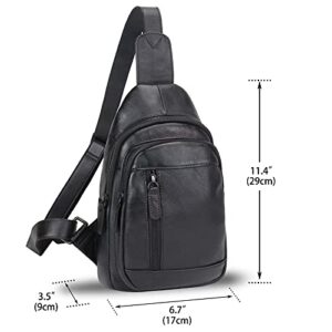 IVTG Genuine Leather Sling Bag Chest Shoulder Pack Crossbody Casual Daypack Vintage Handmade Hiking Backpack Motorcycle Bag (Darkgrey)