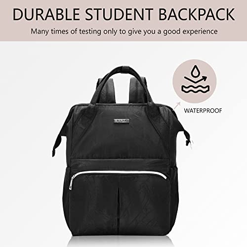 KNOWVAN Casual Backpack for Women, 15 Inch Travelling School Shoulder Bag-Fits Up to 15.6Inch Laptop with USB Charging Port (Black)