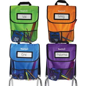 EAI Education NeatSeat Classroom Chair Organizer | Name-Tag Card, Dual Inner Pockets, Set of 4