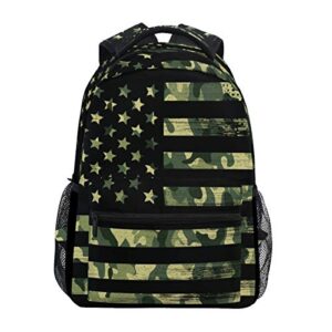 American Flag Camouflage Grunge Backpacks Travel Laptop Daypack School Bags for Teens Men Women