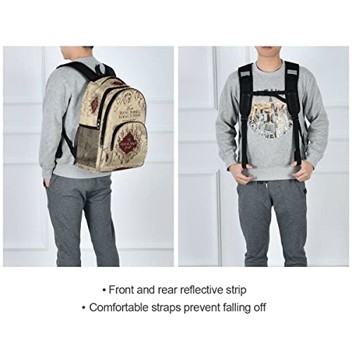 Marauder's Map Bookbag Anti Theft Water Resistant Suitable for Men Women for Travel School College