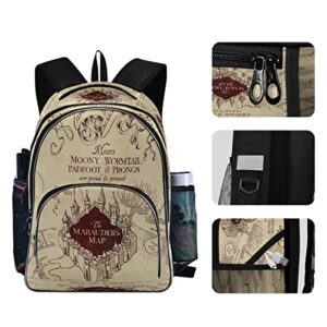 Marauder's Map Bookbag Anti Theft Water Resistant Suitable for Men Women for Travel School College