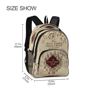 Marauder's Map Bookbag Anti Theft Water Resistant Suitable for Men Women for Travel School College