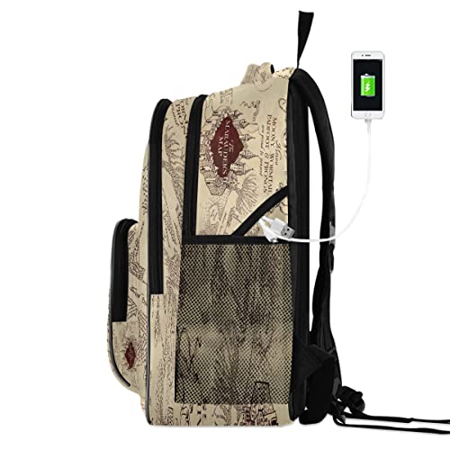 Marauder's Map Bookbag Anti Theft Water Resistant Suitable for Men Women for Travel School College