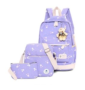 3pcs girl backpack sets cute cartoon rabbit prints elementary students daypack primary schoolbag kids knapsack for school