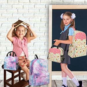 Ice Cream Backpack Set Girls Boys Lightweight Bookbag with Insulated Lunch Bag for Travel Camping Outdoor Sport