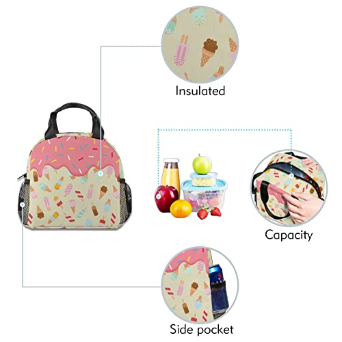 Ice Cream Backpack Set Girls Boys Lightweight Bookbag with Insulated Lunch Bag for Travel Camping Outdoor Sport
