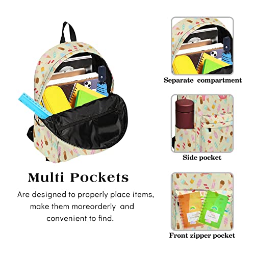 Ice Cream Backpack Set Girls Boys Lightweight Bookbag with Insulated Lunch Bag for Travel Camping Outdoor Sport