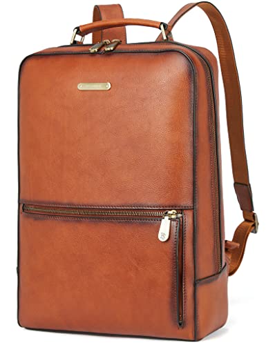 BOSTANTEN Genuine Leather Laptop Backpack 15.6 inch Computer Bag Vintage Business Work Backpack Travel Daypack for Men Women