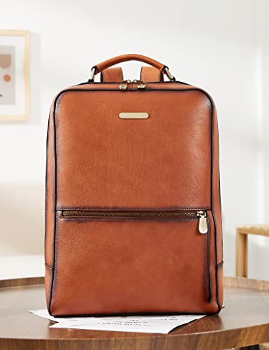 BOSTANTEN Genuine Leather Laptop Backpack 15.6 inch Computer Bag Vintage Business Work Backpack Travel Daypack for Men Women