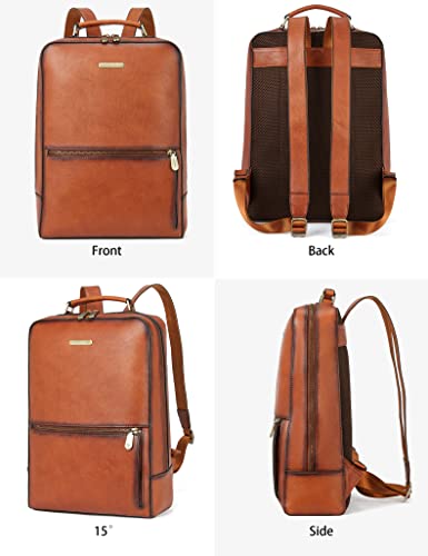 BOSTANTEN Genuine Leather Laptop Backpack 15.6 inch Computer Bag Vintage Business Work Backpack Travel Daypack for Men Women