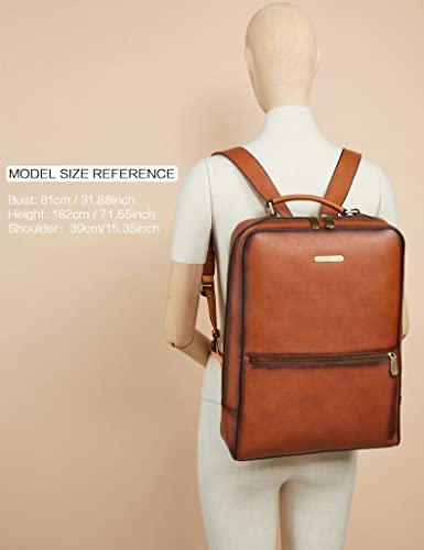 BOSTANTEN Genuine Leather Laptop Backpack 15.6 inch Computer Bag Vintage Business Work Backpack Travel Daypack for Men Women