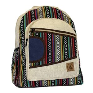 ojas yatra pure himalayan hemp backpack large – boho/hippie student laptop backpack for women & men – handmade notebook bag for travel & festivals