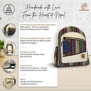 Ojas Yatra Pure Himalayan Hemp Backpack Large - Boho/Hippie Student Laptop Backpack for Women & Men - Handmade Notebook Bag for Travel & Festivals