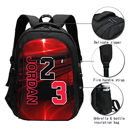 YESBTX Eternal Basketball Jordan Laptop Backpack Work Travel College School Anti Theft Backpacks, Durable Travel Daypack With Usb Charging Port Best Gift For Men Women Teen, Black, One Size