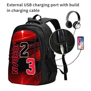 YESBTX Eternal Basketball Jordan Laptop Backpack Work Travel College School Anti Theft Backpacks, Durable Travel Daypack With Usb Charging Port Best Gift For Men Women Teen, Black, One Size