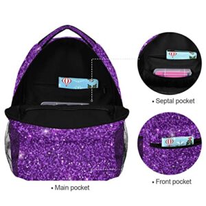 Kigai Purple Glitter Sequins Backpack, Adjustable Shoulder Straps Durable Bookbag, Everyday Commutes Backpack Perfect for Boys & Girls & Man & Women