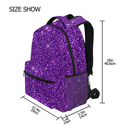 Kigai Purple Glitter Sequins Backpack, Adjustable Shoulder Straps Durable Bookbag, Everyday Commutes Backpack Perfect for Boys & Girls & Man & Women