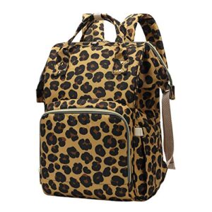 adult leopard pattern diaper bag backpack, large nappy bag changing bag for mom dad