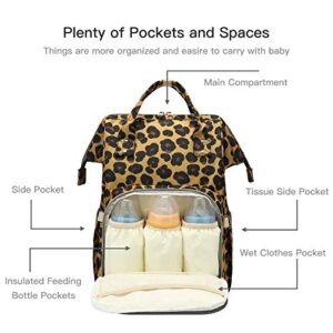 Adult Leopard Pattern Diaper Bag Backpack, Large Nappy Bag Changing Bag for Mom Dad