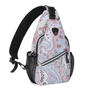 mosiso mini sling backpack,small hiking daypack pattern travel outdoor sports bag, national style