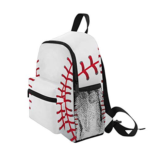 Toddler Kids Backpack Baseball Pattern 12 Inch Preschool Backpack School Bag Mini Casual Daypack for Boy Girl