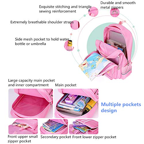 3Pcs Bowknot Princess Style Trolley School Book Bag for Girls Boys Wheeled Backpack with 6 Wheels