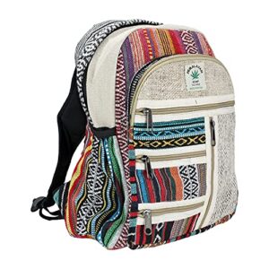 small cotton stripe hemp backpack, hemp backpack, traveling backpack, nepali backpack, himalayan backpack, small 13″ bag (bg-001-sm)