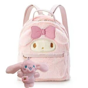 cute cartoon bag with plush pendant backpack for girls, anime accessories kawaii mini backpack