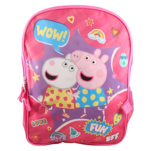 Nicktoons Peppa Pig Backpack and Lunch Box for Kids - 6 Pc Bundle with 16" Peppa Pig School Backpack Bag, Lunch Bag, Flashcards, Stickers, and More (Peppa Pig School Supplies)