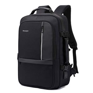 xnuoyo 17.3 inch anti-theft convertible laptop backpack briefcase, 8cm expandable tsa friendly schoolbag water-resistant rucksack with usb charging port & headphone port (black-01)