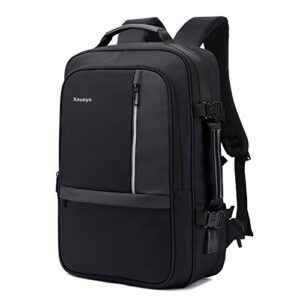 Xnuoyo 17.3 Inch Anti-Theft Convertible Laptop Backpack Briefcase, 8cm Expandable TSA Friendly Schoolbag Water-resistant Rucksack with USB Charging Port & Headphone Port (Black-01)