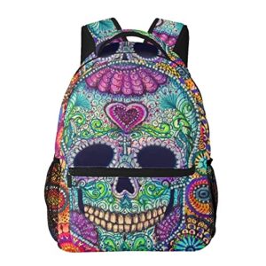 big capacity rucksacks, multi color flower sugar skull art anti-theft multipurpose shoulder bag, school daypack backpack, travel and sport backpack rucksack, book bag